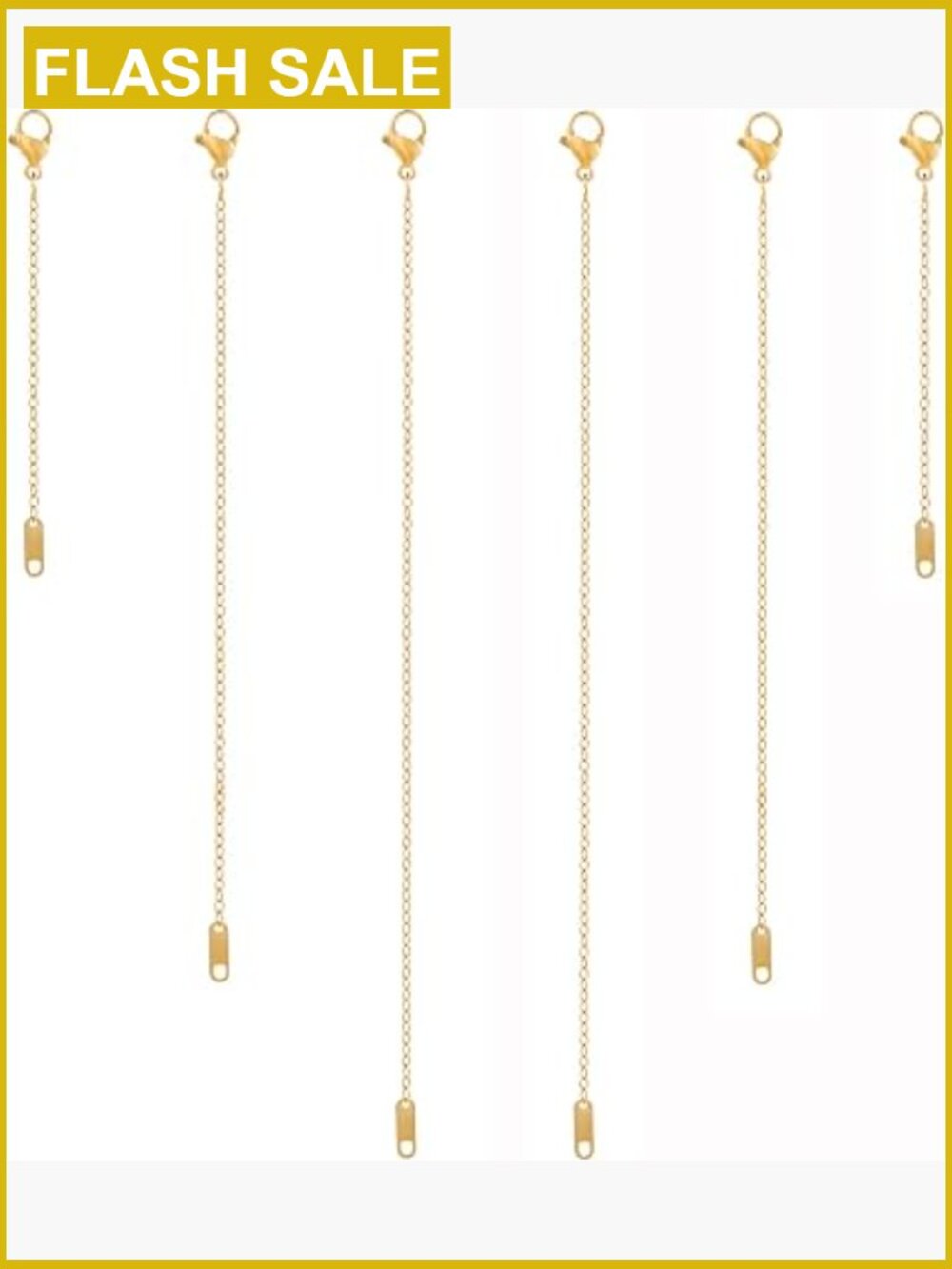 6-Piece Necklace Extender Set - Gold, 2-6 Inch for Jewelry Making